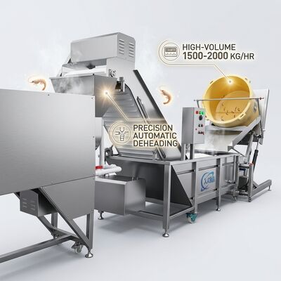 ราคาดี Industrial Shrimp Head Separator SUS304 Stainless Steel 2000-2500KG 5.5KW 440V For Frozen Food Factory ออนไลน์