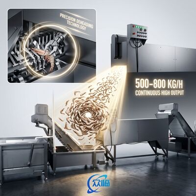 ราคาดี Skid Mounted Shrimp Head Removal Machine SUS316L 1200-1800KG 9.0KW 60Hz For Food Processing Factory ออนไลน์